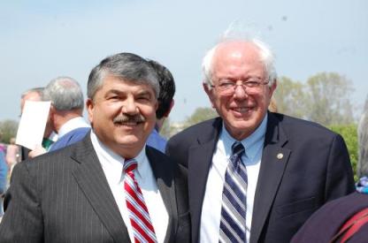 AFL-CIO Pres. Richard Trumka with Sen. Bernie Sanders